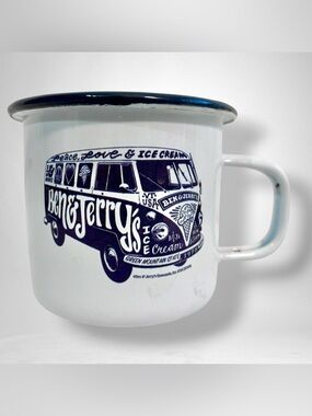 Ben & Jerry 2018 Enamel VW Hippie Bus Mug Cup RARE